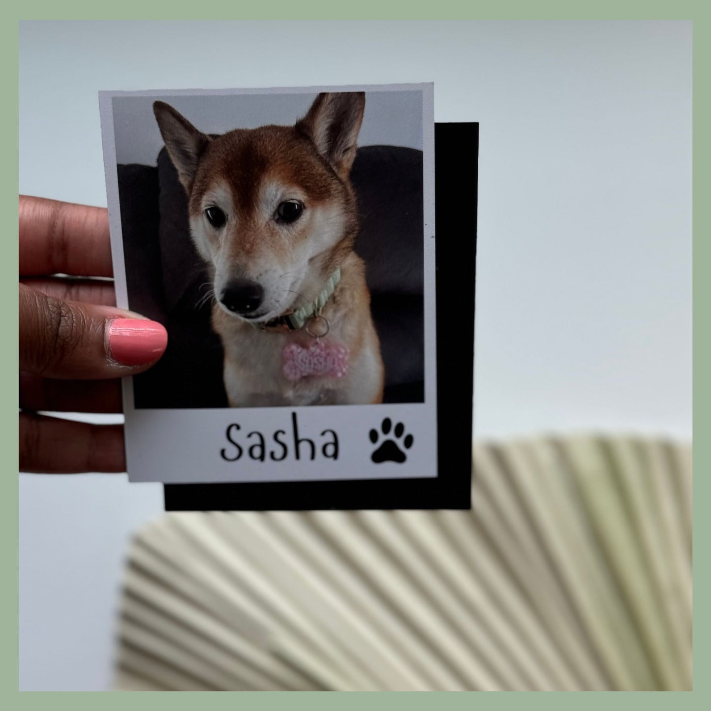 Personalized pet magnet with dog portrait and name