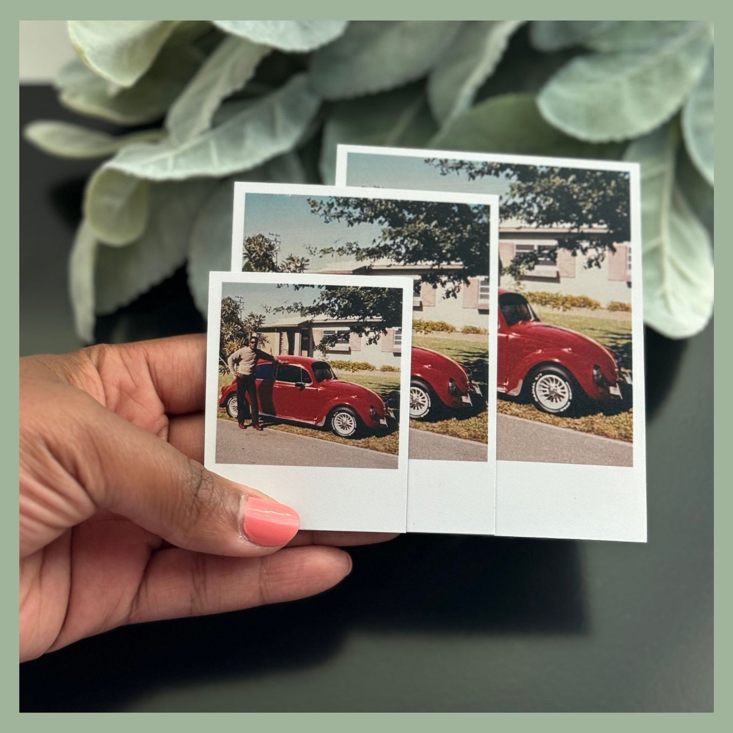 Custom retro Polaroid-style photo magnets with vintage-inspired white border