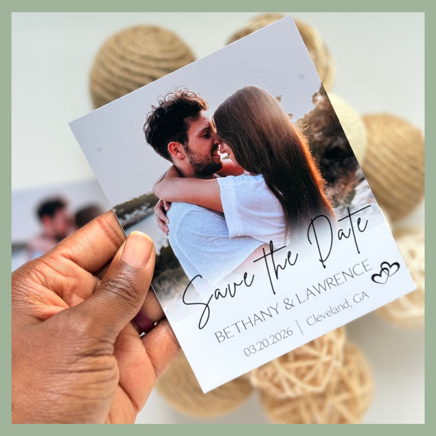 Minimalist Save the Date magnet with personalized couple photo — perfect wedding keepsake for guests to remember your special day.