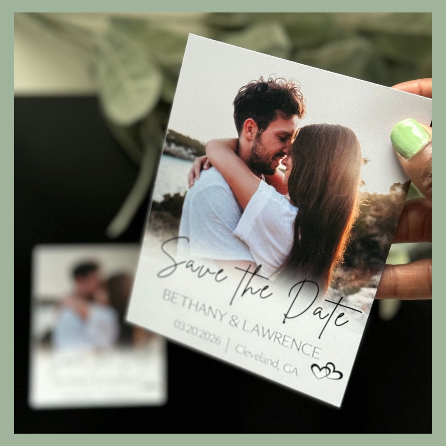 Personalized save the date photo magnet with custom photo and text