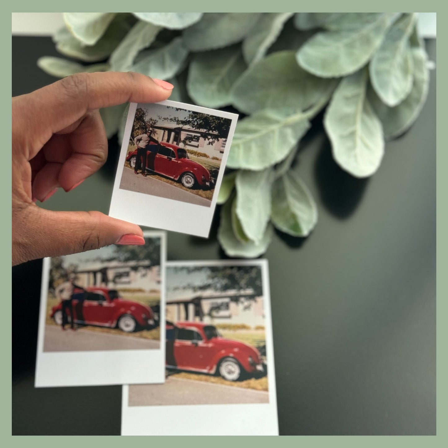 Retro Polaroid-inspired custom photo magnets with classic white border