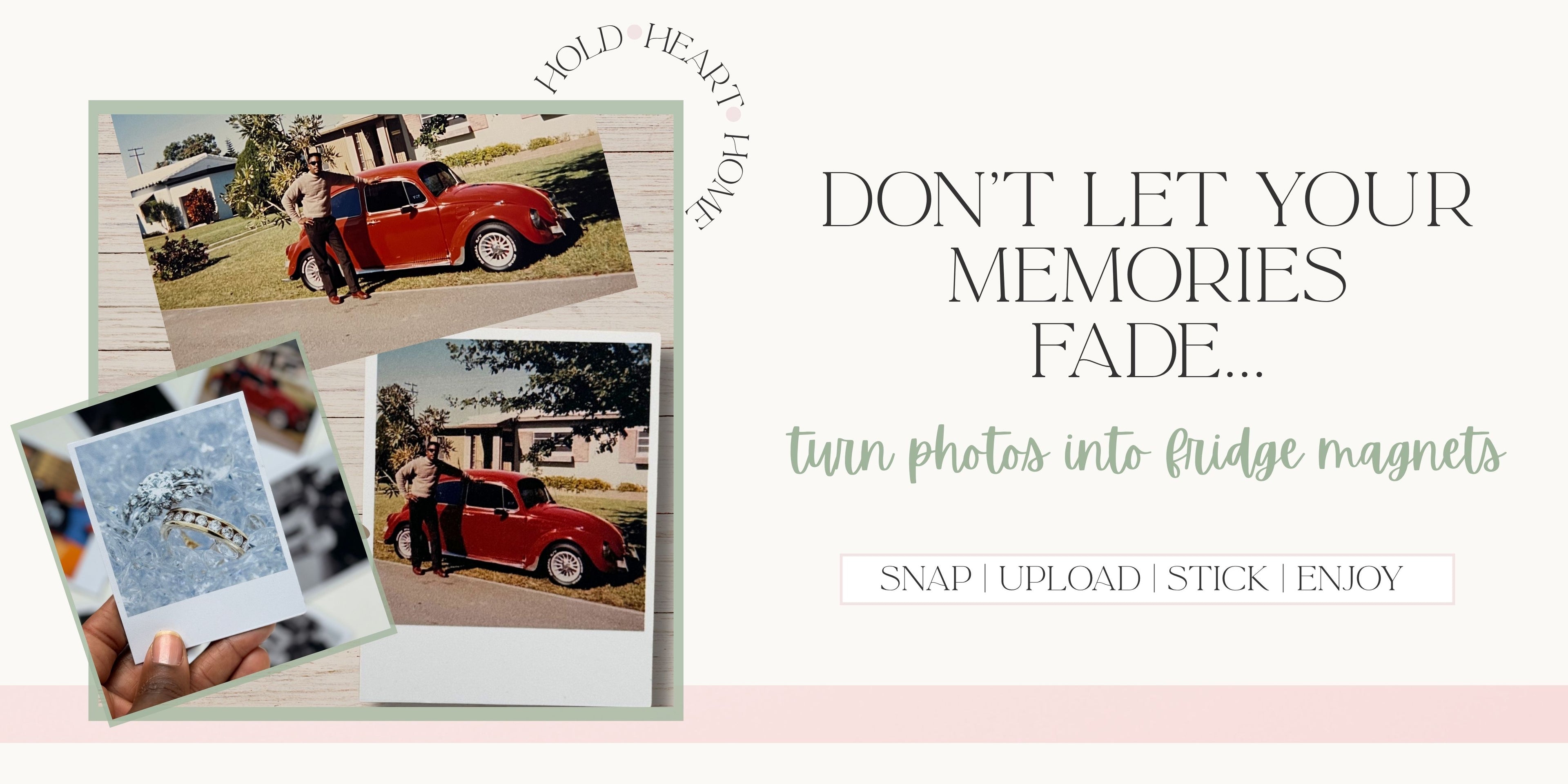 Turn vintage and personal photos into custom fridge magnets with QB Magnetics. Preserve memories with Polaroid-style prints for your home.
