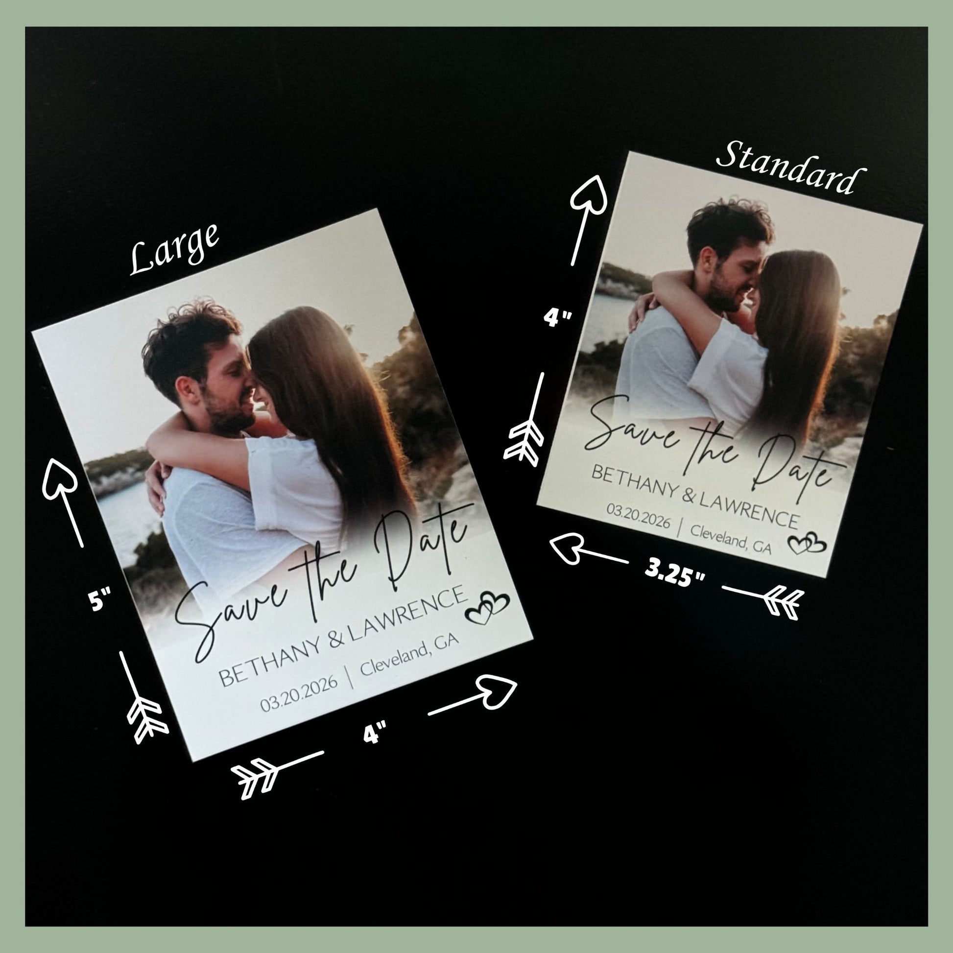 Custom save the date photo magnets in large and standard sizes